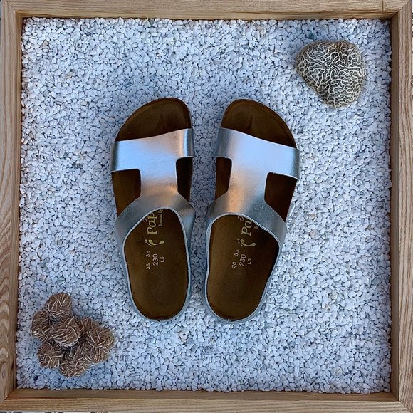 Metallic silver Papillio by Birkenstock contemporary style sandals - Picture 1 of 8